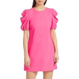 NWT Alice + Olivia Wild Pink Hanita Puff Sleeve Shift Dress Size 10